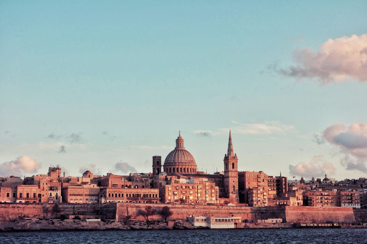 The Valletta skyline at sunset, Malta
